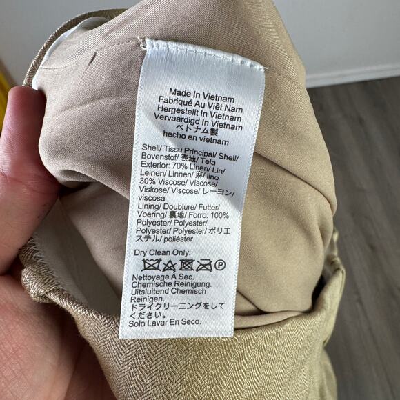 J.Crew Portia Pants WMNS Plus Size 20 Gold Honey Khaki Herringbone Linen Blend - Picture 7 of 8